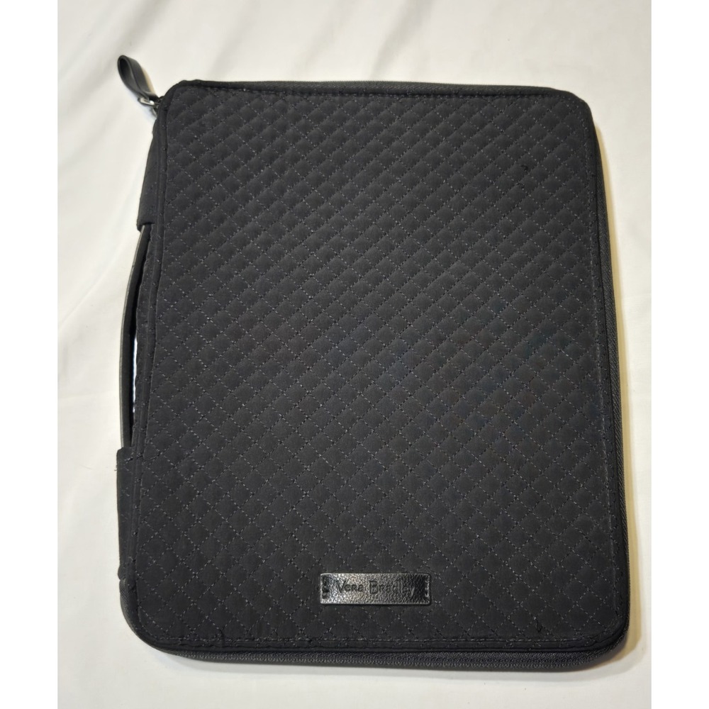 Vera Bradley Tablet Tamer Organizer Black Quilted Zip Around Office School